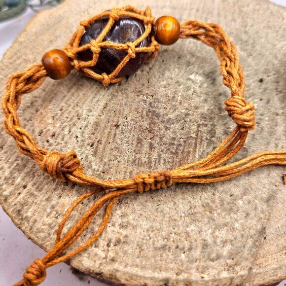 Nature Auralite 23 Polished Stone With Mesh Cage Adjustable Bracelet - Picture 10 of 10